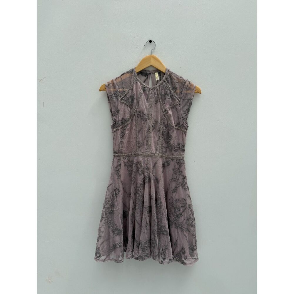 Free People Laurel Lace Dress - Purple/Silver Mesh - Size 4 - Picture 3 of 6